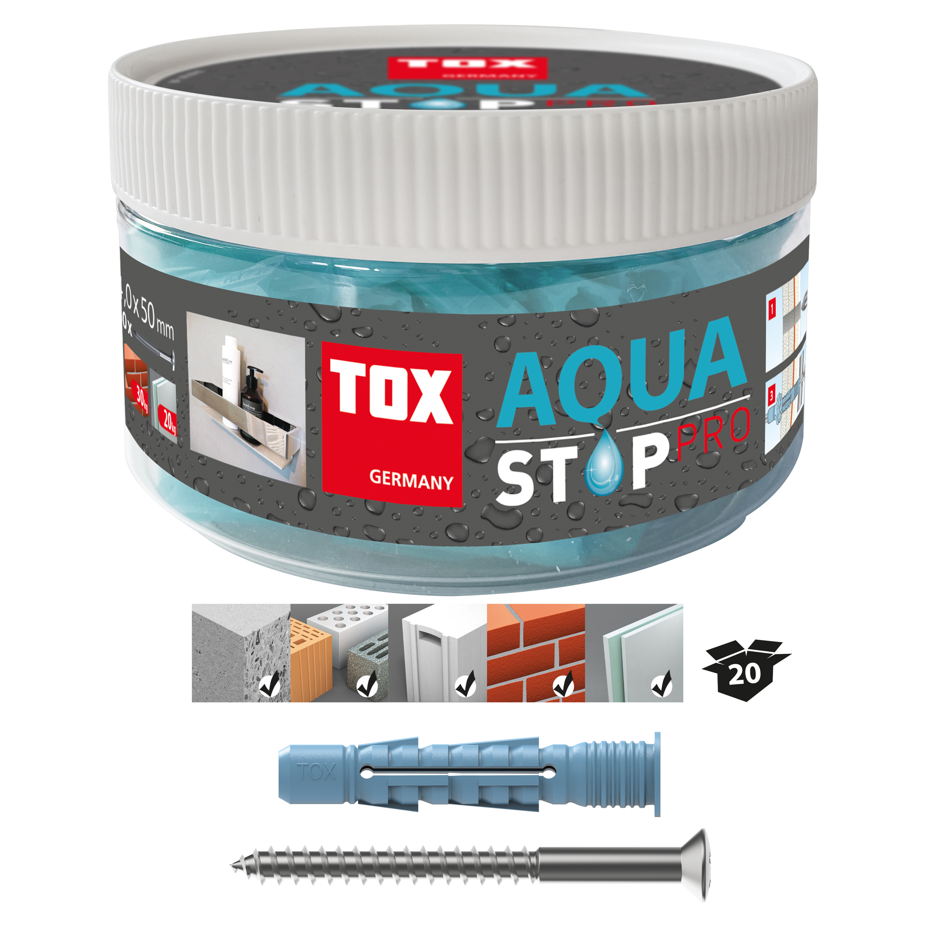 TOX Allzweckdübel Aqua Stop Pro 8/50 + Schraube